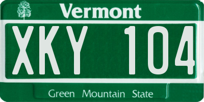 VT license plate XKY104