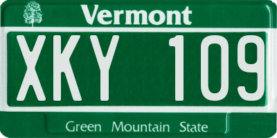 VT license plate XKY109