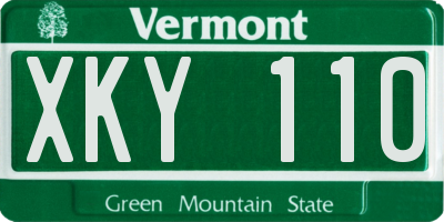 VT license plate XKY110