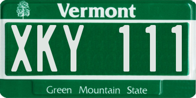 VT license plate XKY111