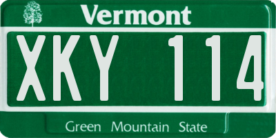 VT license plate XKY114