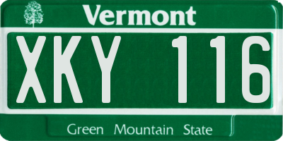 VT license plate XKY116
