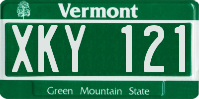 VT license plate XKY121