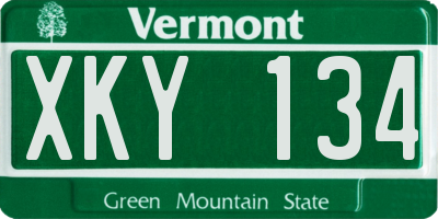 VT license plate XKY134