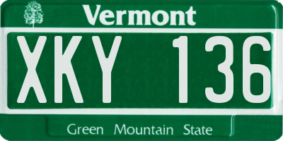 VT license plate XKY136
