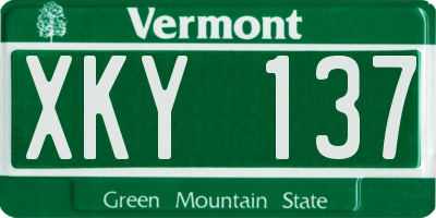 VT license plate XKY137
