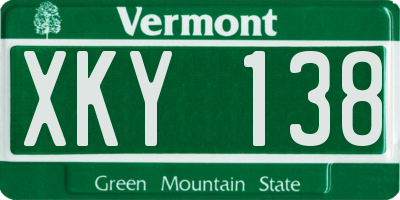 VT license plate XKY138