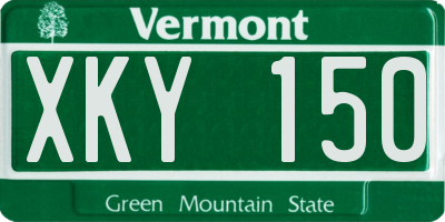 VT license plate XKY150