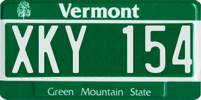 VT license plate XKY154