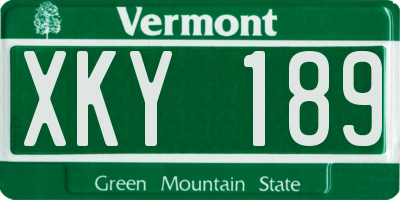 VT license plate XKY189