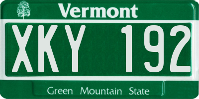VT license plate XKY192