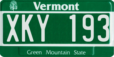 VT license plate XKY193
