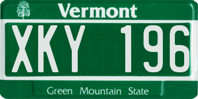 VT license plate XKY196