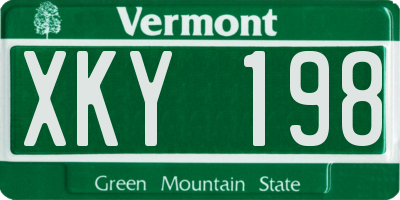 VT license plate XKY198