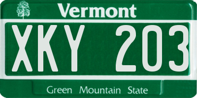VT license plate XKY203