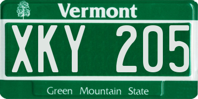 VT license plate XKY205