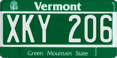 VT license plate XKY206