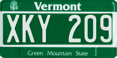 VT license plate XKY209