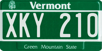 VT license plate XKY210