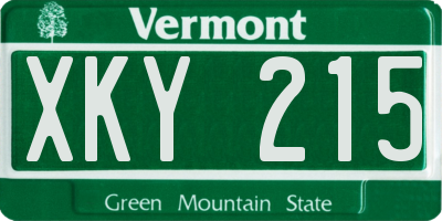 VT license plate XKY215