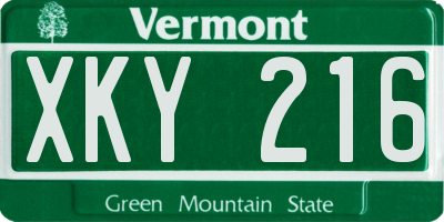 VT license plate XKY216