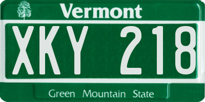 VT license plate XKY218