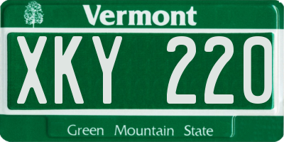 VT license plate XKY220