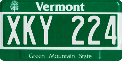 VT license plate XKY224