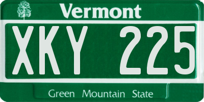 VT license plate XKY225