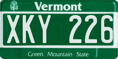 VT license plate XKY226