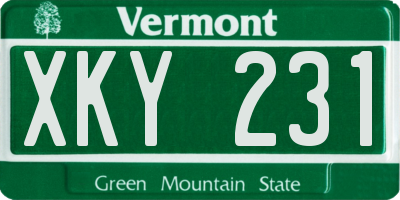 VT license plate XKY231