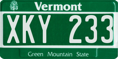 VT license plate XKY233