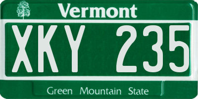 VT license plate XKY235