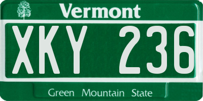 VT license plate XKY236