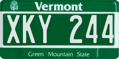 VT license plate XKY244