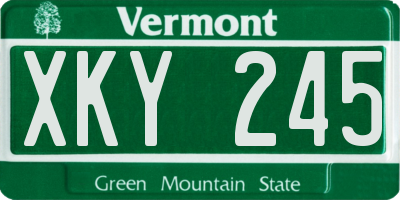 VT license plate XKY245