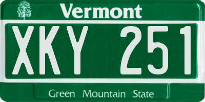 VT license plate XKY251