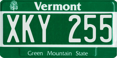 VT license plate XKY255