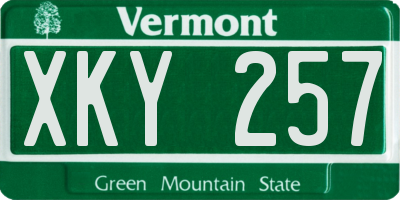 VT license plate XKY257