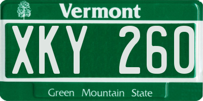 VT license plate XKY260