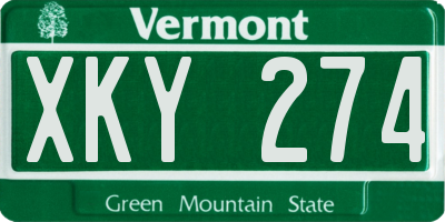 VT license plate XKY274