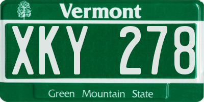 VT license plate XKY278
