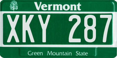 VT license plate XKY287