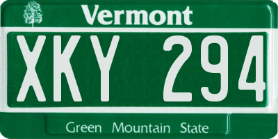 VT license plate XKY294