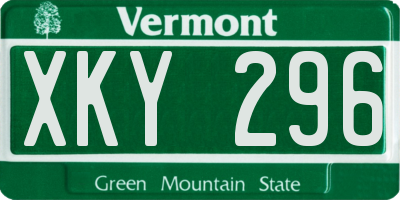 VT license plate XKY296