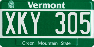 VT license plate XKY305