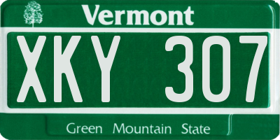 VT license plate XKY307