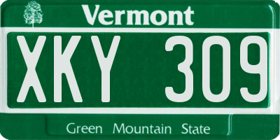 VT license plate XKY309