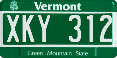 VT license plate XKY312