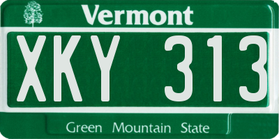VT license plate XKY313